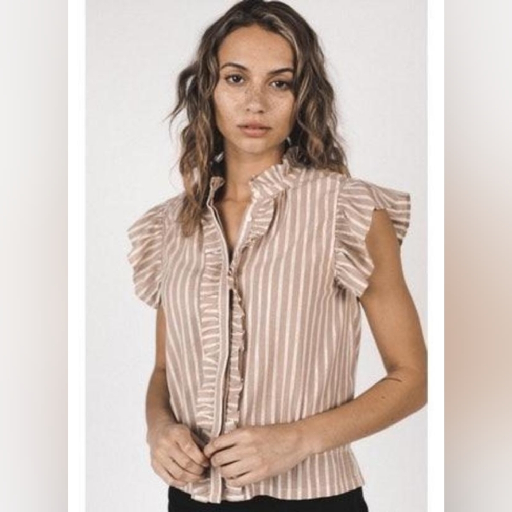Trovata Paige Ruffle‎ Blouse SZ SMALL
